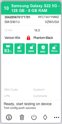 Ready to start testing in AT mode